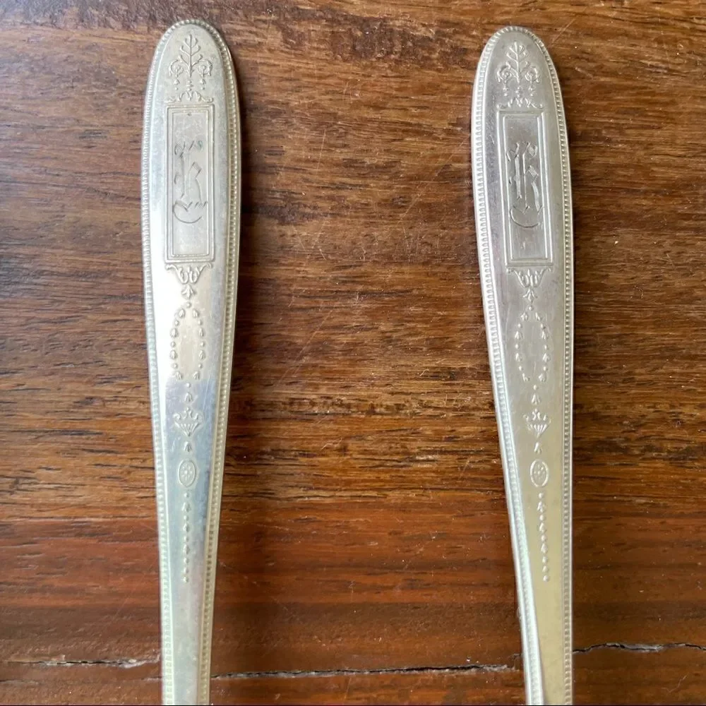 Antique 1921 Oneida Community Plate Grosvenor Salad Forks Set of 4 With Monogram